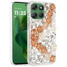 For Moto G Power 2025 Case Full 3D Rose Bling Phone Cover + Tempered Glass