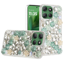 For Moto G Power 2025 Case Full 3D Rose Bling Phone Cover + Tempered Glass
