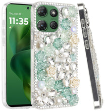 For Moto G Power 2025 Case Full 3D Rose Bling Phone Cover + Tempered Glass