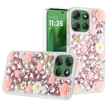 For Moto G Power 2025 Case Full 3D Rose Bling Phone Cover + Tempered Glass