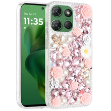 For Moto G Power 2025 Case Full 3D Rose Bling Phone Cover + Tempered Glass