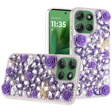 For Moto G Power 2025 Case Full 3D Rose Bling Phone Cover + Tempered Glass