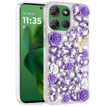 For Moto G Power 2025 Case Full 3D Rose Bling Phone Cover + Tempered Glass