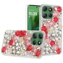 For Moto G Power 2025 Case Full 3D Rose Bling Phone Cover + Tempered Glass