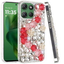 For Moto G Power 2025 Case Full 3D Rose Bling Phone Cover + Tempered Glass