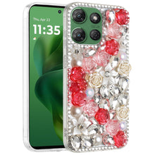 For Moto G Power 2025 Case Full 3D Rose Bling Phone Cover + Tempered Glass