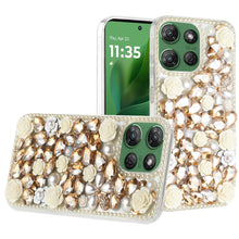 For Moto G Power 2025 Case Full 3D Rose Bling Phone Cover + Tempered Glass