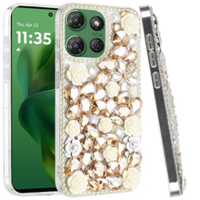 For Moto G Power 2025 Case Full 3D Rose Bling Phone Cover + Tempered Glass