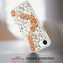For iPhone 16e Case Full Rhinestone 3D Rose Bling Phone Cover + Tempered Glass