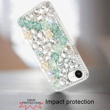 For iPhone 16e Case Full Rhinestone 3D Rose Bling Phone Cover + Tempered Glass