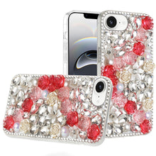 For iPhone 16e Case Full Rhinestone 3D Rose Bling Phone Cover + Tempered Glass