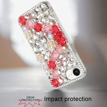 For iPhone 16e Case Full Rhinestone 3D Rose Bling Phone Cover + Tempered Glass