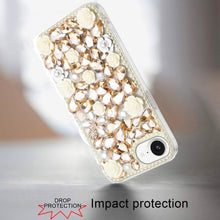 For iPhone 16e Case Full Rhinestone 3D Rose Bling Phone Cover + Tempered Glass