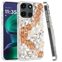 For Moto G Stylus 2025 Case Full 3D Rose Bling Phone Cover + Tempered Glass