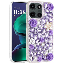 For Moto G Stylus 2025 Case Full 3D Rose Bling Phone Cover + Tempered Glass