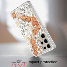 For Samsung S25 Ultra Case Full Rhinestone 3D Rose Bling Cover + Tempered Glass