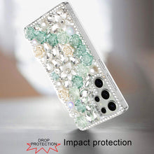 For Samsung S25 Ultra Case Full Rhinestone 3D Rose Bling Cover + Tempered Glass