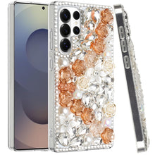 For Samsung S26 Ultra Case Full Rhinestone 3D Rose Bling Cover + Tempered Glass