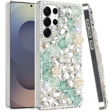 For Samsung S26 Ultra Case Full Rhinestone 3D Rose Bling Cover + Tempered Glass