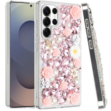 For Samsung S26 Ultra Case Full Rhinestone 3D Rose Bling Cover + Tempered Glass
