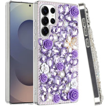 For Samsung S26 Ultra Case Full Rhinestone 3D Rose Bling Cover + Tempered Glass