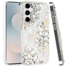 For Samsung S25 FE Case Full Rhinestone 3D Rose Bling Cover + Tempered Glass