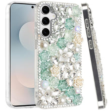 For Samsung S25 FE Case Full Rhinestone 3D Rose Bling Cover + Tempered Glass