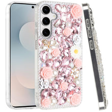 For Samsung S25 FE Case Full Rhinestone 3D Rose Bling Cover + Tempered Glass