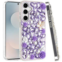 For Samsung S25 FE Case Full Rhinestone 3D Rose Bling Cover + Tempered Glass