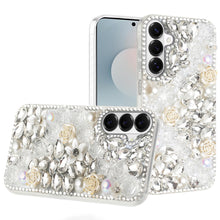 For Samsung S26 6.3" Case Full Rhinestone 3D Rose Bling Cover + Tempered Glass