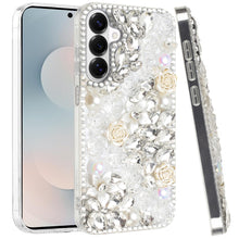 For Samsung S26 6.3" Case Full Rhinestone 3D Rose Bling Cover + Tempered Glass