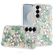 For Samsung S26 6.3" Case Full Rhinestone 3D Rose Bling Cover + Tempered Glass