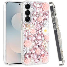 For Samsung S26 6.3" Case Full Rhinestone 3D Rose Bling Cover + Tempered Glass