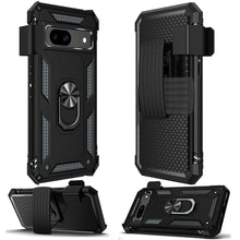 For Google Pixel 9a Case Magnetic Ringstand Holster Clip Combo + Tempered Glass