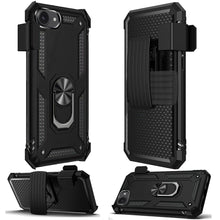For iPhone 16e Case Magnetic Ringstand with Holster Clip Combo + Tempered Glass