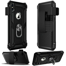 For iPhone 13/14 Case Magnetic Ringstand Holster Clip Combo + Tempered Glass