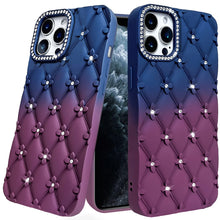 For iPhone 11 Pro Max Case Bling Diamond Pattern Padded Cover + Tempered Glass