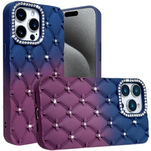 For iPhone 15 Pro Max Case Bling Diamond Pattern Padded Cover + 2 Tempered Glass