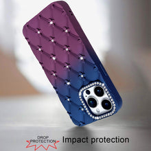 For iPhone 15 Pro Max Case Bling Diamond Pattern Padded Cover + 2 Tempered Glass
