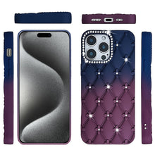 For iPhone 15 Pro Max Case Bling Diamond Pattern Padded Cover + 2 Tempered Glass