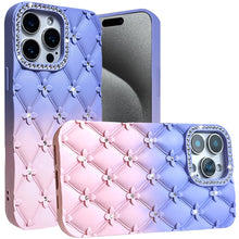 For iPhone 15 Pro Max Case Bling Diamond Pattern Padded Cover + 2 Tempered Glass