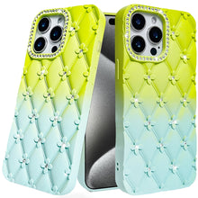 For iPhone 15 Pro Max Case Bling Diamond Pattern Padded Cover + 2 Tempered Glass
