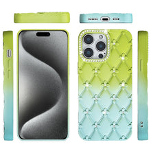 For iPhone 15 Pro Max Case Bling Diamond Pattern Padded Cover + 2 Tempered Glass
