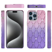 For iPhone 15 Pro Max Case Bling Diamond Pattern Padded Cover + 2 Tempered Glass