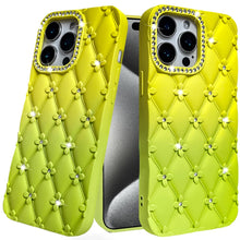 For iPhone 15 Pro Max Case Bling Diamond Pattern Padded Cover + 2 Tempered Glass