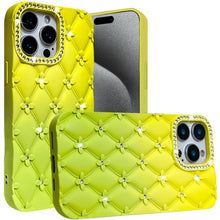 For iPhone 15 Pro Max Case Bling Diamond Pattern Padded Cover + 2 Tempered Glass