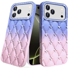 For iPhone 17 Pro Max Case Bling Diamond Pattern Padded Cover + Tempered Glass
