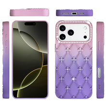 For iPhone 17 Pro Max Case Bling Diamond Pattern Padded Cover + Tempered Glass