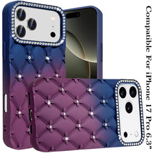For iPhone 17 PRO Case Bling Diamond Pattern Rubber Phone Cover + Tempered Glass