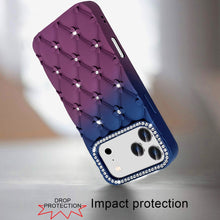For iPhone 17 PRO Case Bling Diamond Pattern Rubber Phone Cover + Tempered Glass